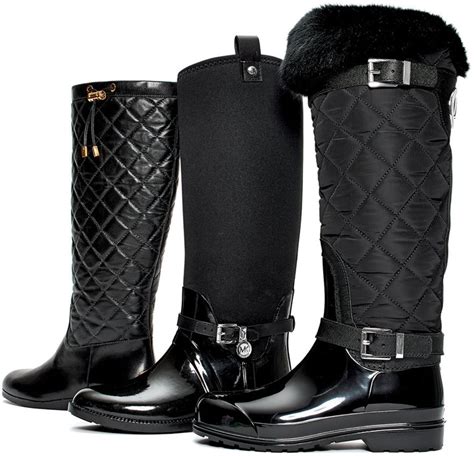 Women's Michael Kors Black Signature Charm Stretch Rainboots 